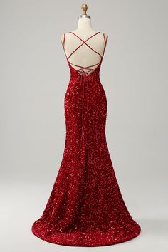 Rote funkelnde mermaid -rückenfreie langen Abschlussballkleid mit Randflächen Prom Dress Christmas, Sparkly Red Dress Prom, Prom Dresses Red Sparkly, Red Long Homecoming Dresses, Red Silky Dress Long, Red Sparkly Formal Dress, Pretty Prom Dresses Red, Red Glitter Prom Dress, Red Prom Dresses Long Elegant