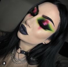 Colorful Goth Makeup, Halloween Eyeshadow Looks, Goth Glam Makeup, Pastel Goth Makeup, Makeup Collage, Scene Makeup