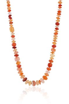 LEIGH MAXWELL-Fire Opal Bead Necklace-YELLOW GOLD Luxury Orange Gemstone Beads Necklace, Luxury Orange Gemstone Bead Necklaces, Luxury Orange Gemstone Beaded Necklaces, Luxury Orange Gemstone Beaded Necklace, Luxury Multicolor Carnelian Beaded Necklaces, Natural Palette, Gold Outfit, Luxe Jewelry, Discount Jewelry