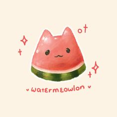 a watermelon slice with a face drawn on it