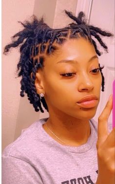 Starter Locs Styles 2 Strand, Comb Coil Locs Styles, Locs Style Short Hair, Starter Locs Styles Half Up Half Down, Barrel Twist Locs Women Short, Starter Locs Short 4c Hair Styles, Starter Short Locs Styles, Styles With Short Locs, Loc Hairstyles For Short Starter Locs