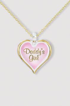 It doesn't matter how old she gets, let her know that she will always be Daddy's Girl with this unique handcrafted glass pink heart-shaped necklace. Personalized Pink Necklace For Valentine's Day, Personalized Pink Charm Necklace As Gift, Customizable Heart Pendant Jewelry For Birthday, Pink Necklace For Valentine's Day Personalized Gift, Pink Jewelry For Birthday And Mother's Day, Pink Jewelry For Birthday Gift On Mother's Day, Handmade Heart-shaped Jewelry For Birthday, Nickel-free Heart Pendant Charm Necklace For Personalized Gift, Adjustable Necklace With Lobster Clasp For Birthday Gift