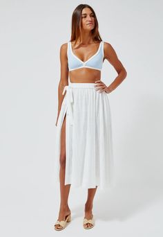 BALLOON WHITE AJOURE PIQUE SKIRT – Lisa Marie Fernandez Balloon Skirt, Lisa Marie Fernandez, The Balloon, Low Waist, Cute Tops, Pale Blue, Two Piece Pant Set, Amber, New Arrivals