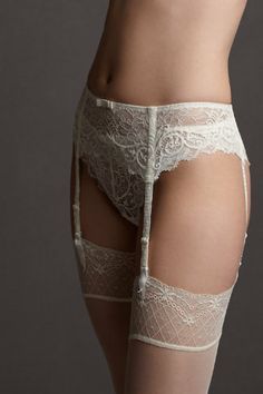 Bienvenue Garter Belt from BHLDN  wedding day lingere Garter Stockings, Garter Belt And Stockings, Lingerie Garter, Woman In White, Anthropologie Wedding, Cute Lingerie, Stockings And Suspenders, Corset Lingerie, White Lingerie