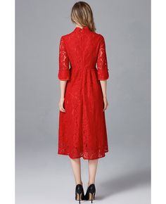 Get 10% off now! Buy l-5xl red lace chipao midi dress with collar at cheap price online. Free stable shipping and pro custom service since 2009. Red Lace Midi Dress With Short Sleeves, Red Stand Collar Dress For Spring, Red Short-sleeved Lace Dress, Elegant Red Half Sleeve Midi Dress, Red Summer Dress With Stand Collar, Red Lace Midi Dress For Summer, Red Lace Knee-length Dress For Spring, Red Knee-length Lace Dress For Formal Occasions, Red Knee-length Lace Dress For Spring