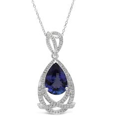 Metal: 14K White Gold Gemstones: 5.90 Cts. Tanzanite 0.45 Cts. Diamond Tanzanite Pendant, Florence, Diamonds, White Gold, Pendant Necklace, Gemstones, Pendant, Gold, White