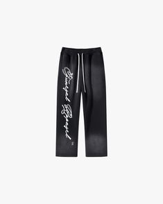 Experience the perfect blend of vintage style and modern comfort with our Washed Logo Sweatpants. These Y2K-inspired joggers feature a loose, wide-leg fit and are crafted from a durable blend of 52% cotton and 48% polyester. The washed black color offers a unique, worn-in look. With an elastic waist for a secure and comfortable fit, these heavyweight sweatpants are ideal for both casual wear and lounging. Product Description: - 52% Cotton / 48% Polyester- Drawstring Closure- Flare Bottom- Garmen Trendy Wide-leg Cotton Joggers, Cotton Wide-leg Athleisure Pants, Straight Leg Cotton Bottoms With Letter Print, Trendy Tapered Leg Leisure Bottoms, Hip Hop Style Cotton Sweatpants With Relaxed Fit, Relaxed Fit Cotton Sweatpants Hip Hop Style, Cotton Tapered Leg Sweatpants For Streetwear, Hip Hop Style Letter Print Bottoms For Loungewear, Hip Hop Style Loungewear Bottoms With Letter Print