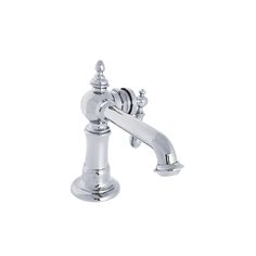 a chrome faucet on a white background