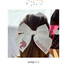 Hand made hair bows, Linen hair bow with name, School bow, personalized gift Unicorn Ballerina, Homemade Hair Bows, Cricut Projects Easy, Cheerleading Bows, Silver Hair Clip, Fabric Hair Bows, Bow Hairstyle, Glitter Letters, Bow Tutorial