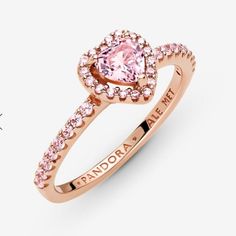 Pandora Sparkling Elevated Heart Ring 188421c04-56 Elevated Heart Ring, Pandora Rings Heart, Pink Heart Rings, Pandora Bracelet Charms Ideas, Cute Promise Rings, Pandora Heart, Charms Pandora, Pandora Hearts, Jewelry Accessories Ideas