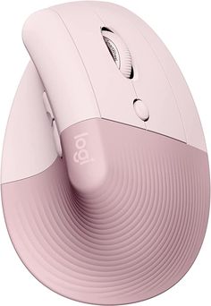 a pink computer mouse sitting on top of a white surface with the number 80 on it's side