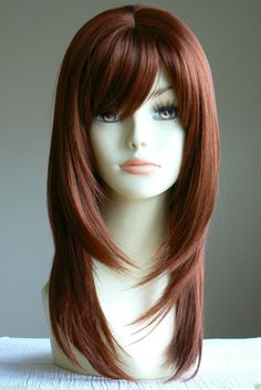 Haircuts For Long Hair With Layers, Layered Hair With Bangs, Layered Hairstyles, Long Red Hair, Front Hair Styles, Layered Haircut, Long Straight Hair