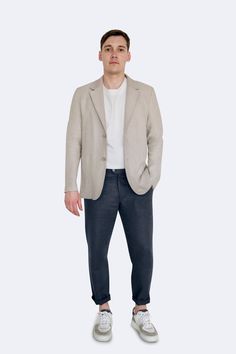 Refresh your look with the Men's Natural Linen Blazer, crafted from high-quality heavy-weight linen. This versatile jacket is ideal for any setting, blending style with comfort. The natural color and breathable fabric ensure you stay cool and stylish from morning to night. * Material: 100% Heavy-Weight Linen * Color: Natural Linen * Fit: Regular * Design: Single-breasted with two coconut shell buttons * Care Instructions: Dry clean recommended, or hand wash and line dry Perfect for the modern man who values both style and comfort, this linen blazer is ideal for office wear, summer weddings, or casual outings. ✨ Size Guide (Body Measurements): XS (UK 34 / EU 44): Chest: 84-90 cm / 33.1-35.4" Low Waist: 76.5-78.5 cm / 30.1-30.9" Hips: 89-91 cm / 35-35.8" Sleeve: 82.5 cm / 32.5" S (UK 36 / EU Tailored Linen Tweed Jacket For Winter, Winter Linen Business Blazer, Winter Business Linen Blazer, Tailored Linen Outerwear For Winter, Tailored Linen Winter Outerwear, Winter Linen Blazer With Notch Lapel, Classic Linen Long Sleeve Sport Coat, Classic Long Sleeve Linen Sport Coat, Tailored Linen Sport Coat For Winter