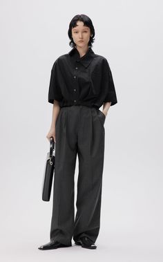 Classic and versatile high-waisted fine textile trousers, the fabric is exquisite and has a sense of drape, and the composition of composite wool is not easy to wrinkle, highlighting the high-end quality Fabric:?(Surface) 51%? Polyester 49% Sheep Wool?( inner) 100% Polyester?pocket: 100% Cotton? Semi-formal Wide-leg Pants With Pockets, Semi-formal Wide-leg Dress Pants With Pockets, Office Wear Wide-leg Dress Pants With Pockets, Wide-leg Office Pants With Pockets, Modern High-waisted Dress Pants With Pockets, Modern Baggy Pants For Workwear, Loose Fit Wide Leg Pants With Pockets For Office, Baggy Ankle-length Dress Pants For Work, Semi-formal High Waist Pants With Pockets