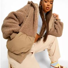 Brand: Boohoo New With Tags Size: 12 Color: Mocha Brown Material: 100% Polyester Features: - Drawstring Hood - Faux Fur Coats Come In Fondant Shades - Longline Duster Coats Give Your Look An Androgynous Edge - Front Zipper Closure Retail Price: $80.00 Womens Teddy, Teddy Bear Jacket, Teddy Bear Coat, Bubble Coat, Plastic Raincoat, Faux Fur Coats, Teddy Jacket, Teddy Coat, Mocha Brown