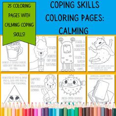 Elevate social-emotional learning with our Coping Skills: Calm Coloring Pages, a valuable resource designed to nurture emotional intelligence in young minds. Featuring twenty-five uniquely illustrated coping skills, these engaging pages serve as both an educational and entertaining activity.Perfect for educators, parents, and counselors, our Coping Skills Coloring Pages facilitate classroom activities, therapy sessions, or homeschooling endeavors. These printable pages not only captivate childre Coping Skills For Preschoolers, Calm Coloring Pages, Child Therapy Activities, Child Therapy, Social Emotional Skills, Emotional Skills, Self Regulation, Therapy Ideas, Special Education Classroom