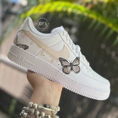 #ad Premium Dripping Beige Custom Air Force 1 Sneakers with Butterflies. Low, Mid & High top, Fashion Women's Shoes Cute Shoes For Girls 10-12, Hand Painted Air Force 1, Sneakers For Girls, Air Force 1 Sneakers, Shoes For School, Michael Jordan Basketball, Nike Air Force 1 High, Air Force 1 Mid, Air Force 1 Custom