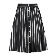 Infuse your wardrobe with classy, striking style with this midi skirt! You will love the stunning stripes that create a bold and beautiful silhouette, while it elevates a versatile a-line skirt with a button front and ruched detail for a flattering finish. This classic black and white swing skirt features a slightly gathered waistline for the perfect fullness. Stretch back waist for ultimate comfort and flexibility in size. Button down front for that retro touch. Black And White Striped Skirt, Black Striped Skirt, Midi Skirt Black, Midi Skirt With Pockets, White Striped Skirt, Beautiful Silhouette, Midi Flare Skirt, Striped Skirt, Black Midi Skirt