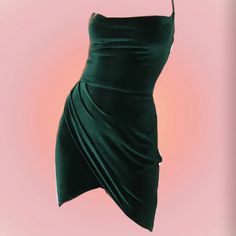 Never Worn, Green Velvet Dress, Great For A Formal Or School Dance Green Draped Fitted Mini Dress, Fitted Green Draped Mini Dress, Green Draped Mini Dress For Night Out, Green Draped Mini Dress For Date Night, Lucy In The Sky Dress, Dresses Velvet, Sky Green, Green Velvet Dress, Lucy In The Sky