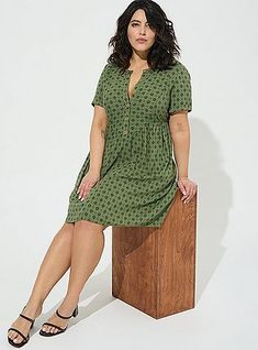 Mini Rayon Slub Button Front Fit N Flare Dress, DOTS Vetements Clothing, Summer Lookbook, Dress Images, Torrid Dresses, Urban Outfits, Fit N Flare Dress, Faux Wrap Dress, Holiday Outfits, Dress Details