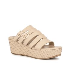 Vintage Foundry-Cornelia Wedge Sandal Elevate a summery look with the Cornelia wedge sandal from Vintage Foundry Co. The woven midsole and strapping design adds a dynamic touch to this pair. Synthetic Wedge Sandals With Heel Loop For Vacation, Vacation Wedge Sandals With Heel Loop, Beige Synthetic Wedge Sandals With Heel Loop, Synthetic Sandals With Woven Wedge Heel, Spring Open Toe Woven Leather Wedge Sandals, Casual Woven Leather Wedge Sandals, Summer Woven Leather Wedge Sandals With Round Toe, Spring Woven Leather Sandals With Wedge Heel, Spring Woven Leather Wedge Sandals