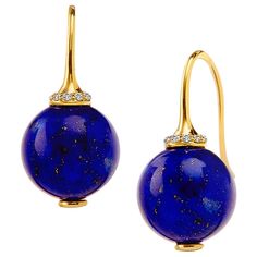 Created in 18 karat yellow gold Lapis Lazuli beads 17 cts Diamonds 0.10 ct approx Limited edition This exquisite pair of earrings is a limited edition creation crafted in 18 karat yellow gold and set with lapis lazuli beads of 17 cts, complemented with dazzling diamond accents of 0.10 ct approx. For a precious touch that adds a touch of luxury and exclusivity, these Candy Blue Topaz and Moon Quartz earrings will shine like a beacon in any jewelry collection. About the Designers Drawing inspirati Lapis Lazuli Blue, 1st Dibs, Lapis Lazuli Earrings, Lapis Lazuli Beads, Earrings Drop, Beaded Dangle Earrings, Champagne Diamond, Antique Earrings, Quartz Earrings