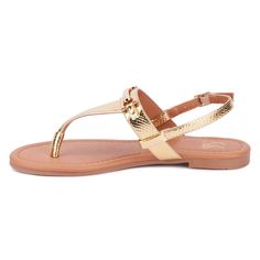 Enjoy a laid-back style with the Angelica sandal, featuring a traditional t-strap design with an ankle strap for minimalistic elegance. Perfect for sunny days, its comfortable fit and versatile styling make it ideal for leisurely outings. Whether paired with shorts, skirts or casual dresses, the Angelica sandal ensures you stay cool and stylish wherever your day takes you. Adjustable Toe Post Slingback Sandals For Summer, Spring T-strap Sandals With Adjustable Toe Post, Gold T-strap Sandals With Ankle Strap For Beach, Summer T-strap Toe Post Sandals With Adjustable Strap, Spring Toe Post T-strap Sandals With Adjustable Strap, Summer Toe Ring T-strap Sandals With Adjustable Strap, Casual T-strap Toe Ring Sandals For Spring, Gold Sandals With Adjustable Strap For Spring, Spring Vacation Toe Ring Sandals With Adjustable Strap