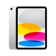 the new ipad air is shown in white and has multiple colored circles on its screen