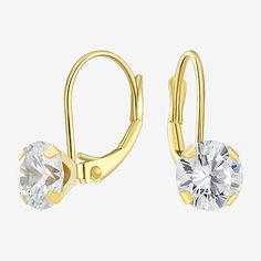 Earring Back: Lever BackSetting: ProngShape: RoundStone: Cubic ZirconiaStone Cut: RoundStone Millimeter Measurement: 6.5 Mm Length, 6.5 Mm WidthMetal Color: YellowEarring Length: 14.7mmEarring Width: 6.5mmMetal: 10k GoldCare: Polishing ClothStone Type: 2 Cubic ZirconiaAssembled in the US from Imported Materials Classic Round Crystal Earrings With Lever Back, Classic Crystal Earrings For Anniversary With Lever Back, Classic Round Diamond Earrings With Ear Wire, White Gold Hoop Earrings, White Gold Hoops, Square Earrings Studs, Knot Earrings, Sterling Silver Hoop Earrings, Diamond Hoop Earrings