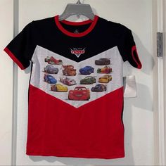 Bnwt Disney Store Lightning Mcqueen & Friends T-Shirt. Size 7/8 Toddler/Little Kid Price Is Fixed. I Need To Make Back What I Spent Plus A Few Dollars As I Do This As A Second Income To Care For My Son. Black Disney Short Sleeve Shirt, Multicolor Short Sleeve T-shirt For Disney Fans, Black Mickey Mouse Short Sleeve Shirt, Black Short Sleeve Mickey Mouse Shirt, Themed Red Short Sleeve Tops, Red Themed Short Sleeve Tops, Black Disney Short Sleeve Tops, Red Tops With Character Print For Disney Fan Events, Disney Character Print Red T-shirt