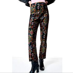 Brand New With Tags. High Waisted Pants. Flared Legs. Front Zip And Metal Button Closure. 68% Cotton. 29% Polyester. 3% Elastane Multicolor High-waisted Pants For Fall, Chic Stretch Multicolor Pants, Chic Multicolor Stretch Pants, Chic Multicolor High Waist Bottoms, Chic Multicolor High-waisted Bottoms, Chic Multicolor Straight Pants, Fall Multicolor Straight Pants, Fall Straight Multicolor Pants, Zara Multicolor Workwear Bottoms