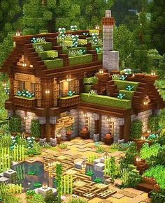 Spruce And Stone House Minecraft, Minecraft Houses With Spruce, Minecraft House In Dark Oak Forest, Cute Forest House Minecraft, Dark Spruce House Minecraft, Wood House In Minecraft, Minecraft House Without Texture Pack, Minecraft House Add Ons, Minecraft Swap House