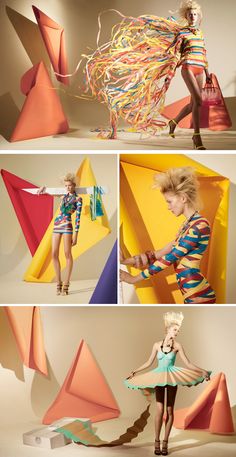 a collage of photos with different colors and shapes