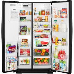 an open refrigerator filled with lots of food