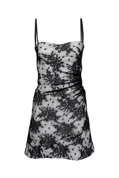 Be the ultimate it girl in this playful Dolce & Gabbana dress! Featuring black floral lace and a ruched silhouette, this sleeveless mini dress can be worn as a strapless dress or with spaghetti straps for a personalized look. Style with a black strappy heel and matching clutch for a killer ensemble. Size 4 (IT 40) Shell 50% Cotton, 50% Polyamide Lining 50% Cotton, 42% Polyamide, 8% Elastane Exposed back zipper Ruched detail Removable and adjustable straps Bust 28" Waist 26" Shoulder to hem 35" 40 Dress, Dolce Gabbana Dress, Black Strappy Heels, It Girl, Sleeveless Mini Dress, Ruched Dress, Strappy Heels, Costume Design, Floral Lace