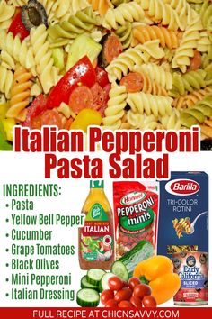 Italian Pepperoni Pasta Salad Pasta Salad Recipes With Italian Dressing Pepperoni, Italian Pepperoni Pasta Salad, Pepperoni Salad Pasta, Party Pasta Salads For A Crowd, Pepperoni Pasta Salad Recipes, Pool Party Salad Ideas, Food For A Bbq Party, Pasta Pepperoni Salad, Side Dishes That Travel Well