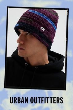 Crochet beanie by OBEY with a stripe pattern. Topped with a logo label tab. Features OBEY Fairmount crochet beanie Crochet stripe beanie OBEY logo label Content + Care Spot clean Imported | OBEY Fairmount Crochet Beanie in Purple, Men's at Urban Outfitters Mens Crochet Beanie, Men's Beanie, Crochet Men, Beanie Crochet, Striped Beanies, Mens Beanie, Logo Label, Crochet Beanie, Stripes Pattern