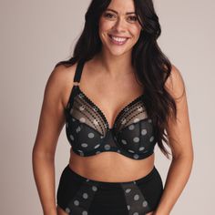 This supportive plunge cup bra gives great coverage, a rounded shape and has pretty bead embroidery across the cups – tick, tick, tick!

•	J-hook fastening can be worn clipped together in a racerback which is a solution for if you find straps can slip off your shoulders
•	Edge of the cups are elasticated for ease of fit
•	Narrow under band minimizes rolling 
•	Side support panel gives a forward-facing shape, uplift and separation 
•	Rigid fabric gives firm support 
•	Higher coverage plunge style Black Fitted Nursing Bra With Removable Cups, Fitted Black Nursing Bra With Removable Cups, Black Full Cup Bra With Removable Cups, Pretty Bras, Low Cut Top, Pretty Beads, Comfortable Bras, Cup Bra, Plunge Bra