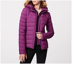 Make your outdoor winter adventures extra comfy with this stylish and lightweight jacket. From Bernardo. Weatherproof Long Sleeve Puffer Jacket For Fall, Long Sleeve Puffer Jacket For Fall Outdoor Activities, Fall Functional Puffer Jacket, Fitted Winter Travel Outerwear, Hooded Jacket For Fall Outdoor Activities, Fall Hooded Jacket For Outdoor Activities, Fitted Puffer Jacket For Outdoor Activities In Fall, Fall Puffer Jacket For Outdoor Activities, Fitted Puffer Jacket For Fall Outdoor Activities