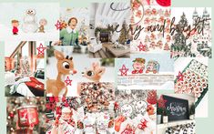 a collage of christmas images with santa and reindeer