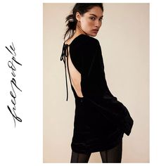 Free People Chelsey Mini Dress Open Back Black Velvet Sz L Nwot Retail Price $128 Black Velvet Mini Dress, Velvet Mini Dress, Dress Open Back, Mini Velvet Dress, Free People Black, Free People Dresses, Free People Dress, Mini Black Dress, Black Velvet