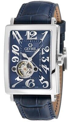 Great Shopping Gevril Men's 5072-1 Avenue of America Intravedere Swiss Automatic Blue Watch, Luxury Watches Designer Blue Leather Watch, Blue Rectangular Business Watches, Designer Automatic Watch For Formal Occasions, Elegant Blue Rectangular Watch Accessories, Elegant Blue Rectangular Watch, Formal Blue Automatic Watches, Blue Automatic Watches For Formal Occasions, Designer Formal Watches With Skeleton Dial, Elegant Blue Formal Watch Bands