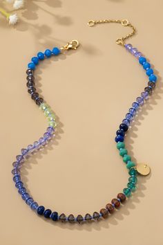 Brighten up your jewelry collection with this colorful natural stone and glass Cobalt Beaded Necklace. Material: Glass and Natural Stone Glass Beaded Necklaces With Natural Stones, Pitcairn Islands, Guinea Bissau, Mozambique, Bosnia And Herzegovina, Bead Charms, Cobalt, Natural Stone, Charm Necklace