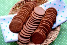 a basket filled with cookies on top of a table