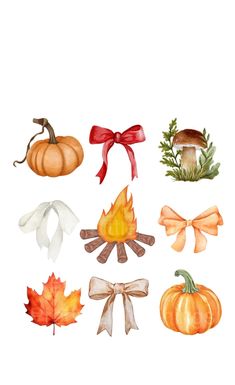 watercolor fall clipart set