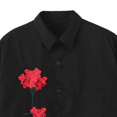 Hearujoy Mens Japanese Dark Style Carnation Flower Embroidered Shirt Genderless Autumn Casual Loose Mid-Length Long-Sleeve Shirt Unisex Tips: Please choose the size according to your height and weight.1. Order size is EU size.2. As measured by hand,1-3 cm difference is allowed (1cm=0.39inch).3. Different computer can display different colors even if it is the same color.please allow reasonable color difference.4. Normally we can send your order within 3 days after the payment, If not, please con Black Button-up Shirt With Floral Embroidery, Black Floral Embroidery Button-up Shirt, Black Collared Shirt With Floral Embroidery, Black Shirt With Floral Embroidery For Spring, Spring Black Shirt With Floral Embroidery, Dark Style, Carnation Flower, Autumn Casual, Casual Vest