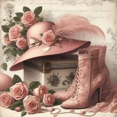 Chic Artwork, Pink Victorian, Victorian Wallpaper, Pretty Pink Princess, Flower Quilts, Rose Pictures, Floral Hat, Victorian Art