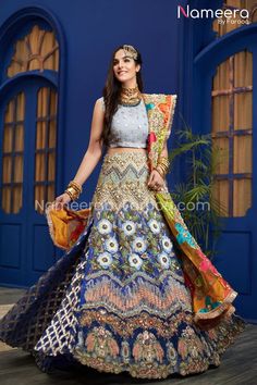 Bridal Mehndi Dresses, Mehndi Dress, Gota Work, Blue Lehenga, Couture Looks, Ghagra Choli, Pakistani Bridal Dresses, Bridal Mehndi, Pakistani Bridal