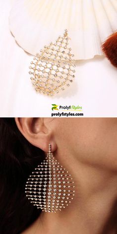 Creatively designed with rhinestone to give your a fashion look of timeless elegance. Cute stud earring for everyday fashion wear. women fashion stud earrings to accessorize any outfit. |stud earrings classy| tear drop stud earrings  | rhinestone stud earrings #goldearring #womenearrings #fashionearrings #jewelryandaccessories Rock Chic Fashion, Cute Stud Earrings, Trend Jewelry, Hair Up Or Down, Traditional Earrings, Chic Earrings, Women Earrings, Gifts For Boss, Large Hoop Earrings