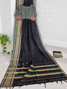 Fall/pico- Yes Done Blouse stitched - YesBlouse size - 36 with inner margins expandable upto 42For Blouse Size 34 alteration can be done on request. Blouse opening - Back Long Sleeve Sets With Printed Border For Festivals, Long Sleeve Chanderi Blouse With Dupatta, Black Silk Blouse With Traditional Drape, Traditional Black Chanderi Blouse, Black Zari Work Blouse For Transitional Season, Black Blouse With Zari Work For Transitional Season, Festive Blouse With Printed Border, Fitted Blouse With Printed Border For Festive Occasions, Fitted Bollywood Blouse With Printed Border